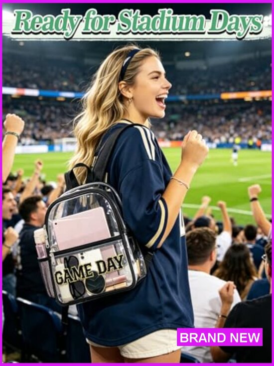 Clear Backpack Stadium Approved Small Travel Concert Bag Water Bottle Holder